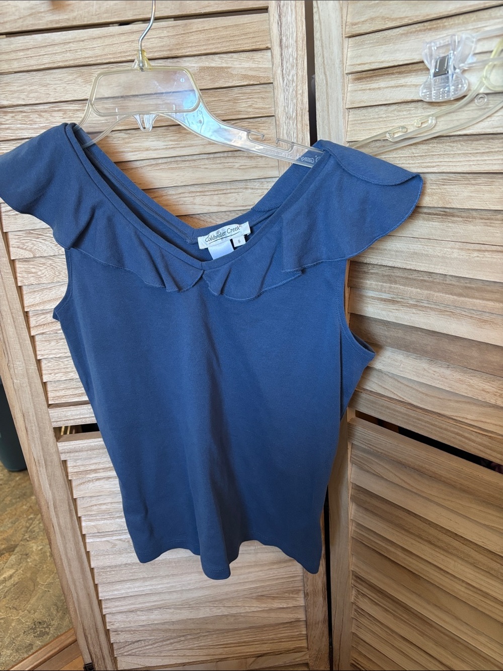 Coldwater Creek Ruffle-Trim Sleeveless Tank Small